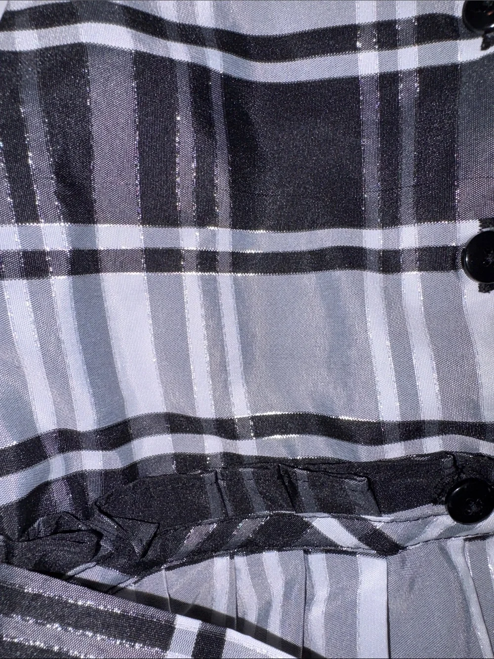 Jona Michelle Black and White Plaid Sleeveless Party Dress with Velvet Belt